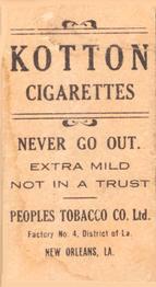 1911-16 People's Tobacco Kotton (T216) #NNO Ty Cobb Back