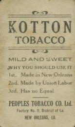 1911-16 People's Tobacco Kotton (T216) #NNO Rube Marquard Back