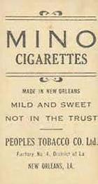1911-16 People's Tobacco Mino (T216) #NNO Harry Bemis Back