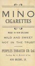 1911-16 People's Tobacco Mino (T216) #NNO Bob Bescher Back