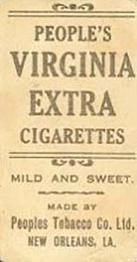 1911-16 People's Tobacco Virginia Extra (T216) #NNO Topsy Hartsel Back
