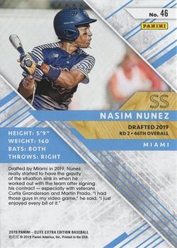2019 Panini Elite Extra Edition #46 Nasim Nunez Back