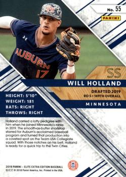 2019 Panini Elite Extra Edition #55 Will Holland Back