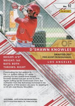 2019 Panini Elite Extra Edition #92 D'Shawn Knowles Back