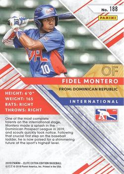 2019 Panini Elite Extra Edition #188 Fidel Montero Back