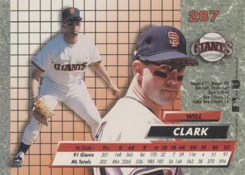 1992 Ultra #287 Will Clark Back