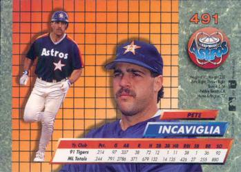 1992 Ultra #491 Pete Incaviglia Back