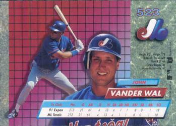 1992 Ultra #523 John Vander Wal Back