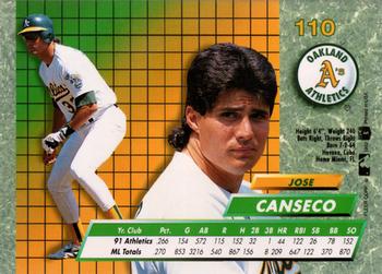 1992 Ultra #110 Jose Canseco Back