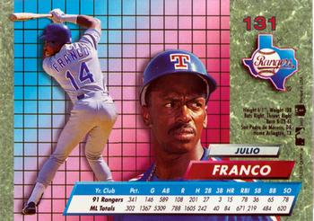 1992 Ultra #131 Julio Franco Back