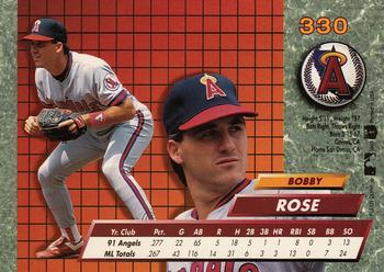 1992 Ultra #330 Bobby Rose Back