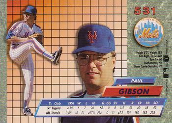 1992 Ultra #531 Paul Gibson Back
