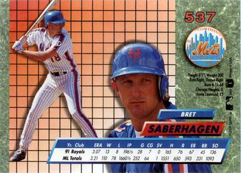 1992 Ultra #537 Bret Saberhagen Back