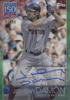 2019 Topps Clearly Authentic - 150 Years of Professional Baseball Autographs Green #YBP-JO Johnny Damon Front