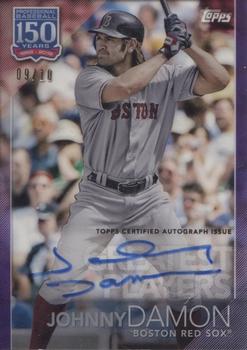 2019 Topps Clearly Authentic - 150 Years of Professional Baseball Autographs Purple #YBP-JO Johnny Damon Front