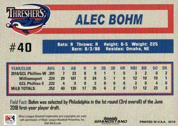 2019 Grandstand Clearwater Threshers #NNO Alec Bohm Back