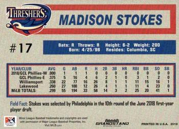 2019 Grandstand Clearwater Threshers #NNO Madison Stokes Back