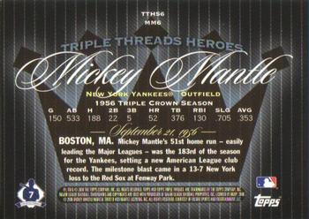 2006 Topps Triple Threads - Heroes #TTH56MM6 Mickey Mantle Back
