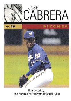 2002 Milwaukee Brewers Police #NNO Jose Cabrera Front