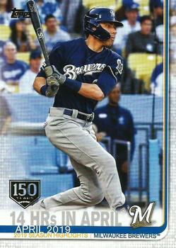 2019 Topps Update - 150th Anniversary #US216 14 HRs in April (Christian Yelich) Front