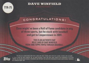 2006 Topps Triple Threads - Relic #TTR-75 Dave Winfield Back