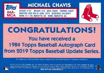 2019 Topps Update - 1984 Topps Baseball 35th Anniversary Autographs #84A-MCA Michael Chavis Back