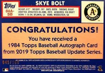 2019 Topps Update - 1984 Topps Baseball 35th Anniversary Autographs 150th Anniversary #84A-SB Skye Bolt Back