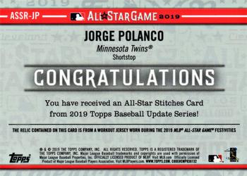 2019 Topps Update - All-Star Stitches Relics #ASSR-JP Jorge Polanco Back