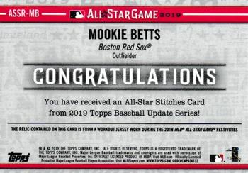 2019 Topps Update - All-Star Stitches Relics #ASSR-MB Mookie Betts Back