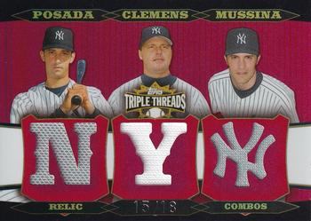 2006 Topps Triple Threads - Relic Combos #TTRC-213 Jorge Posada / Roger Clemens / Mike Mussina Front