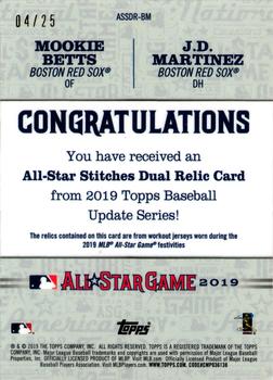 2019 Topps Update - All-Star Stitches Dual Relics #ASSDR-BM Mookie Betts / J.D. Martinez Back
