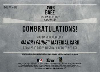 2019 Topps Update - Major League Material 150th Anniversary #MLM-JB Javier Baez Back