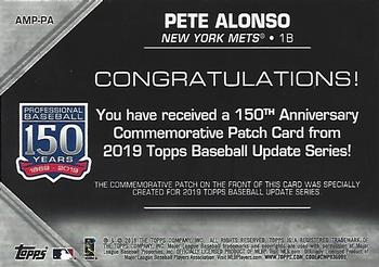 2019 Topps Update - 150th Anniversary Manufactured Patch Relics #AMP-PA Pete Alonso Back