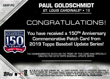 2019 Topps Update - 150th Anniversary Manufactured Patch Relics #AMP-PG Paul Goldschmidt Back