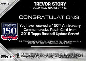2019 Topps Update - 150th Anniversary Manufactured Patch Relics #AMP-TS Trevor Story Back