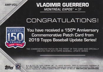2019 Topps Update - 150th Anniversary Manufactured Patch Relics #AMP-VGU Vladimir Guerrero Back
