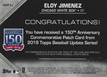 2019 Topps Update - 150th Anniversary Manufactured Patch Relics Red #AMP-EJ Eloy Jimenez Back