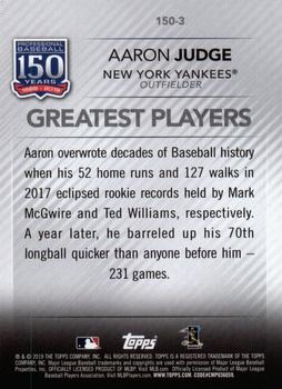 2019 Topps Update - 150 Years of Professional Baseball #150-3 Aaron Judge Back