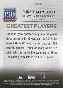 2019 Topps Update - 150 Years of Professional Baseball #150-10 Christian Yelich Back