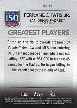 2019 Topps Update - 150 Years of Professional Baseball #150-14 Fernando Tatis Jr. Back