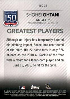 2019 Topps Update - 150 Years of Professional Baseball #150-38 Shohei Ohtani Back