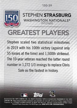 2019 Topps Update - 150 Years of Professional Baseball #150-39 Stephen Strasburg Back