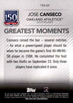 2019 Topps Update - 150 Years of Professional Baseball #150-65 Jose Canseco Back