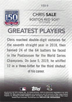 2019 Topps Update - 150 Years of Professional Baseball Blue #150-9 Chris Sale Back