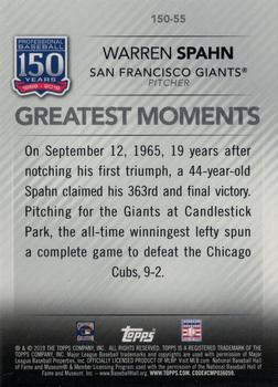 2019 Topps Update - 150 Years of Professional Baseball Blue #150-55 Warren Spahn Back