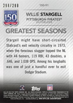 2019 Topps Update - 150 Years of Professional Baseball Black #150-91 Willie Stargell Back