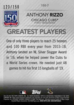 2019 Topps Update - 150 Years of Professional Baseball 150th Anniversary #150-7 Anthony Rizzo Back