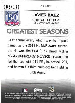 2019 Topps Update - 150 Years of Professional Baseball 150th Anniversary #150-88 Javier Baez Back