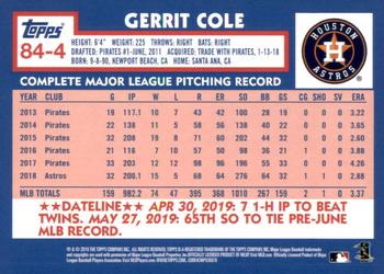 2019 Topps Update - 1984 Topps Baseball 35th Anniversary #84-4 Gerrit Cole Back