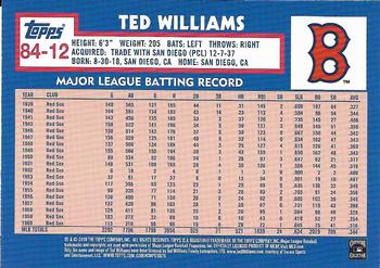 2019 Topps Update - 1984 Topps Baseball 35th Anniversary #84-12 Ted Williams Back